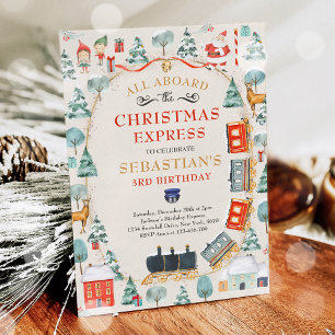 Weihnachts-Nordpol-Zug Geburtstagsparty Einladung