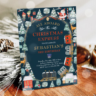 Weihnachts-Nordpol-Zug Geburtstagsparty Einladung