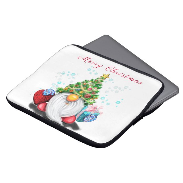 Weihnachts-Notebook-Sleeve Gnome mit Geschenken Laptopschutzhülle (Vorne Oben)