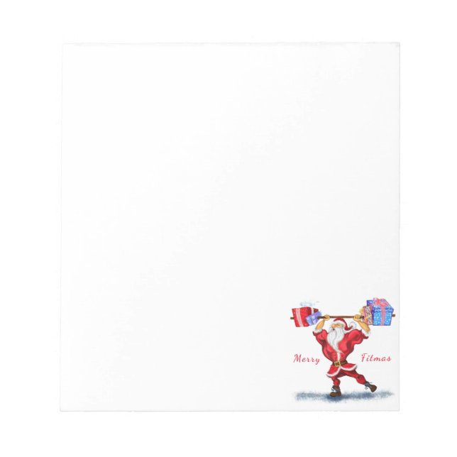 Weihnachts Notepad Bodybuilder Weihnachtsmann mit  Notizblock (Vorderseite)