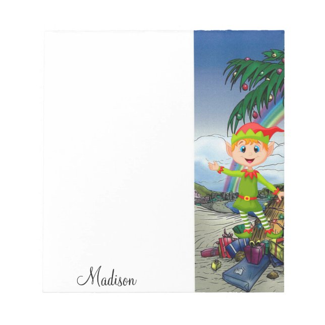 Weihnachts Notepad Elf Beach Notizblock (Vorderseite)