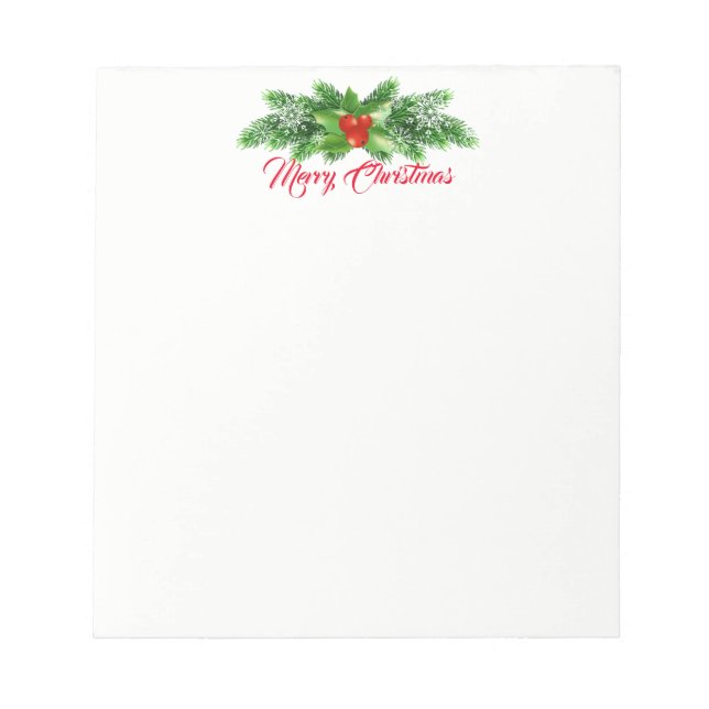 Weihnachts Notepad-Holly Bough Notizblock (Vorderseite)