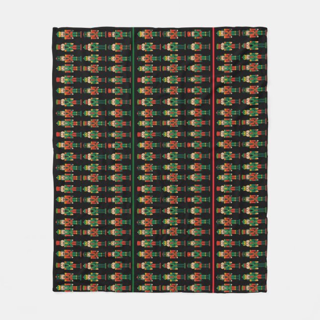 Weihnachts-Nussknacker Grün und Schwarz Fleecedecke (Vorderseite)
