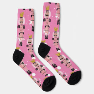 Weihnachts-Nussknacker-Handzeichnung Rosa Soldat Socken