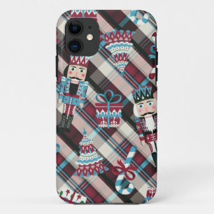 Weihnachts-Nussknacker-Karo Blau Burgund Case-Mate iPhone Hülle