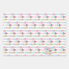 Weihnachts-Nussknacker-Pastell-Personalisierter Na Geschenkpapier Set