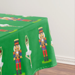 Weihnachts-Nussknacker-Soldat und Ballerine auf Gr Tischdecke