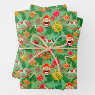 Weihnachts-Nussknacker-Spielzeugsoldaten Schaukelp Geschenkpapier Set
