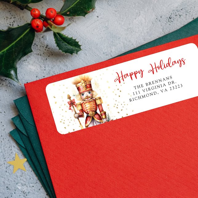 Weihnachts-Nutcracker-Feiertage-Rücksendeadresse (Christmas Nutcracker Holiday Return Address Label)
