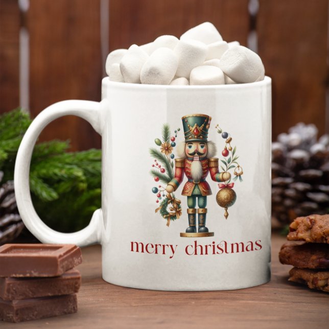 Weihnachts-Nutcracker Frohen Weihnachtstext Kaffeetasse (Von Creator hochgeladen)