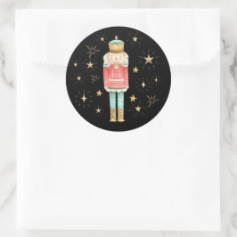 Weihnachts-Nutcracker-Gold-Stars Runder Aufkleber