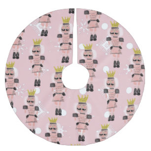 Weihnachts-Nutcracker Hand gezeichnet Rosa Soldat Polyester Weihnachtsbaumdecke