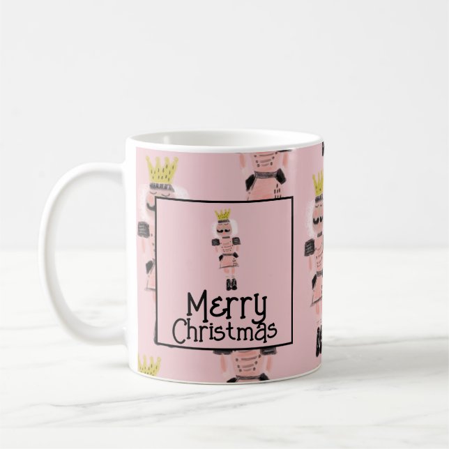 Weihnachts-Nutcracker Handgezeichnet Pink Soldier  Kaffeetasse (Links)