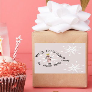 Weihnachts-Nutcracker Handgezeichnet Pink Soldier Rechteckiger Aufkleber