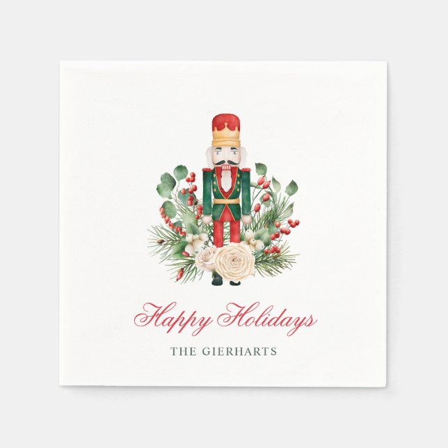 Weihnachts Nutcracker Happy Holidays Paper Serviette (Vorderseite)