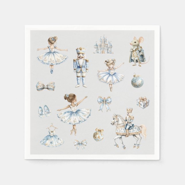 Weihnachts-Nutcracker-Muster Wasserfarbe Serviette (Vorderseite)