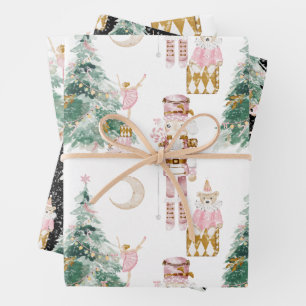 Weihnachts-Nutcracker-Rosa-Winterwunderland Geschenkpapier Set