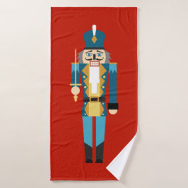 Weihnachts-Nutcracker Roter Hintergrund Badhandtuch Set