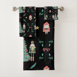 Weihnachts-Nutcracker Soldiers & Fairies auf schwa Badhandtuch Set
