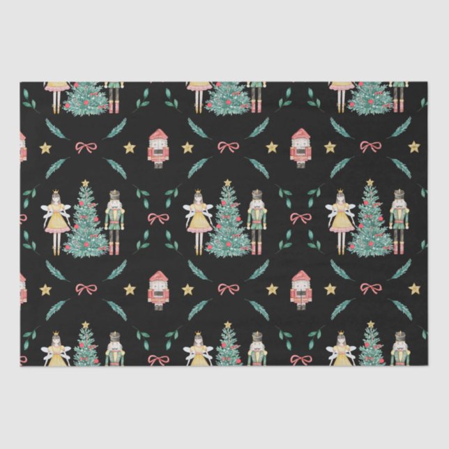 Weihnachts-Nutcracker Soldiers & Fairies auf schwa Seidenpapier (Vorderseite)
