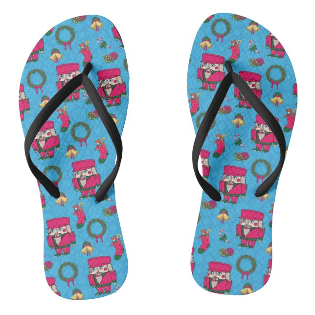 Weihnachts-Nutcracker-Spielzeug, Blaues Schneefloc Flip Flops (Fußbett)