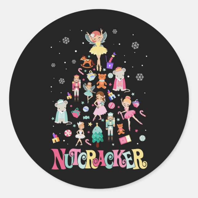 Weihnachts-Nutcracker Squad Ballett-Tanz passt auf Runder Aufkleber (Vorderseite)
