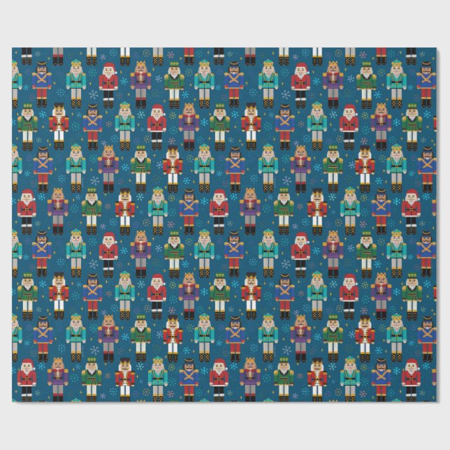 Weihnachts-Nutcracker Traditionelles Urlaubsmuster Geschenkpapier (Flach)