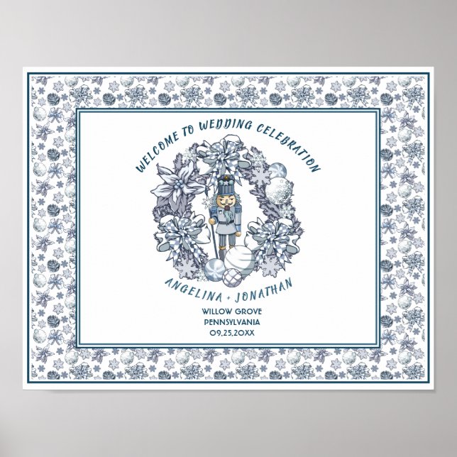 Weihnachts-Nutcracker-Trauung Willkommen Poster (Vorne)