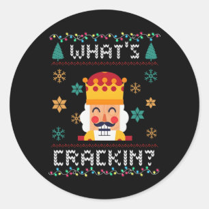 Weihnachts Nutcracker Whats Crackin Funny Xmas Men Runder Aufkleber