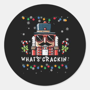 Weihnachts Nutcracker Whats Crackin Funny Xmas Men Runder Aufkleber