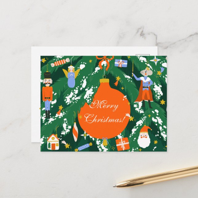 Weihnachts-Nutcracker-Zeichen Postkarte (Vorderseite/Rückseite Beispiel)