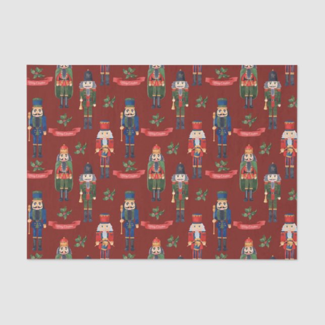Weihnachts-Nutcrackers Frohe Weihnachten Rot Seidenpapier (Vorderseite)