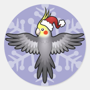 Weihnachts-Nymphensittich Runder Aufkleber
