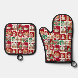 Weihnachts-Ofenhandschuh Ofenhandschuh & Topflappen-Set