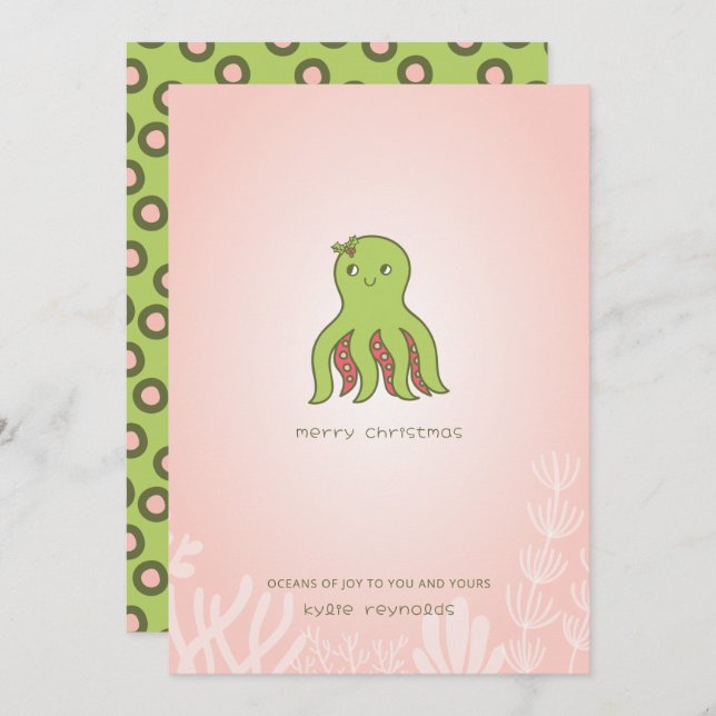Weihnachts-Oktopus Flat Holiday Card Feiertagskarte (Vorne/Hinten)