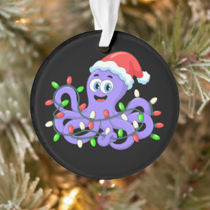 Weihnachts-Oktopus-Santa-Hut-Lichter-Tentakel-Xmas Ornament