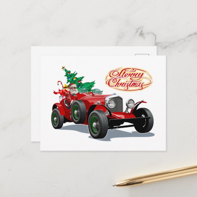 Weihnachts-Oldtimer Postkarte (Vorderseite/Rückseite Beispiel)