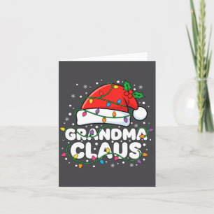 Weihnachts-Oma-Claus-Santa-Hut-Christmas-Lichter Karte