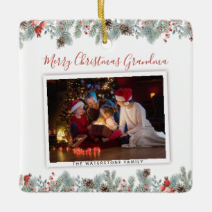 Weihnachts-Oma-Familienfoto Botanisch Keramikornament