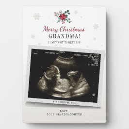 Weihnachts-Oma Gender-Offenbarung Ultrasound-Foto Fotoplatte