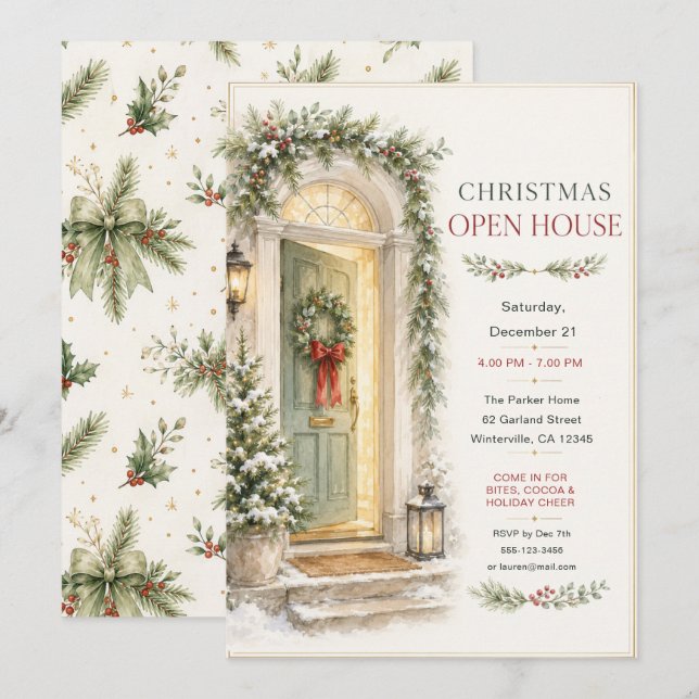 Weihnachts-Open-House-Einladung Einladung (Vorne/Hinten)