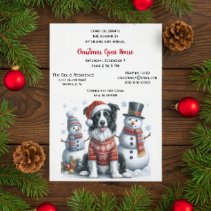 Weihnachts-Open-House mit Border Collie und Schnee Einladung