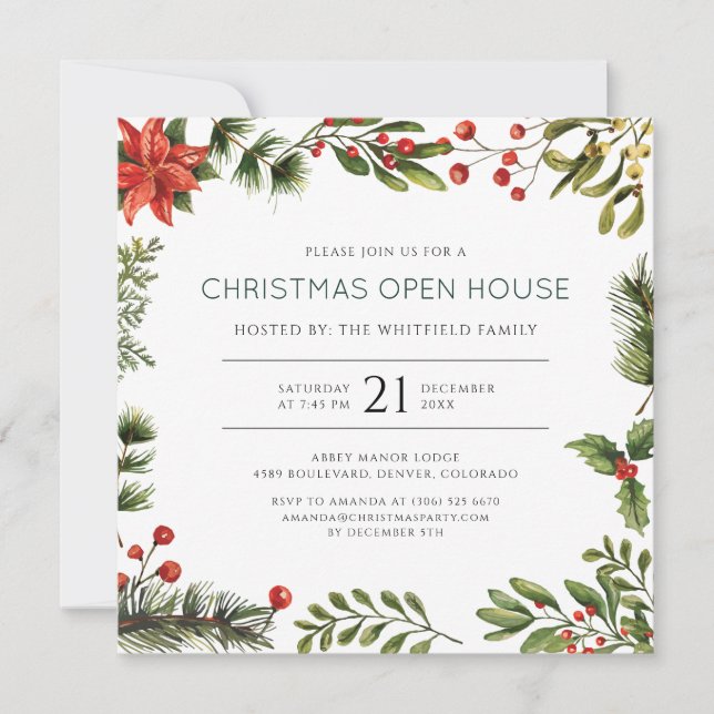 Weihnachts-Open-House-Party-Einladung (Vorderseite)