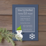 Weihnachts-Open House - Snowman Marine blau Einladung<br><div class="desc">Einladung mit einem niedlichen Schneemann und einem marineblauen Hintergrund zum Cartoon</div>
