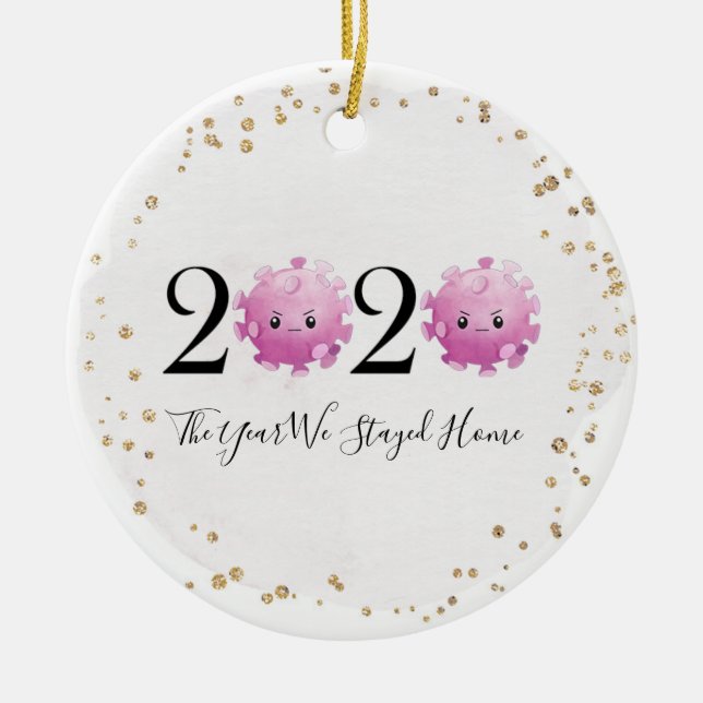 Weihnachts-Ornament 2020 Quarantine-Virus-Pandemie Keramik Ornament (Vorne)