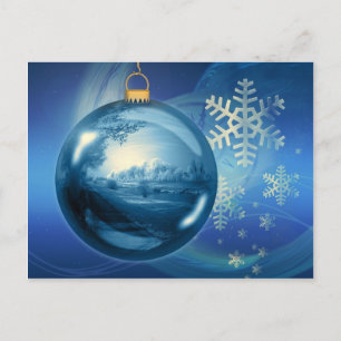 Weihnachts-Ornament Ball Abend Advent Blau Feiertagspostkarte