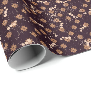 Weihnachts-Ornamente Beeren Schneeflocken auf dunk Geschenkpapier