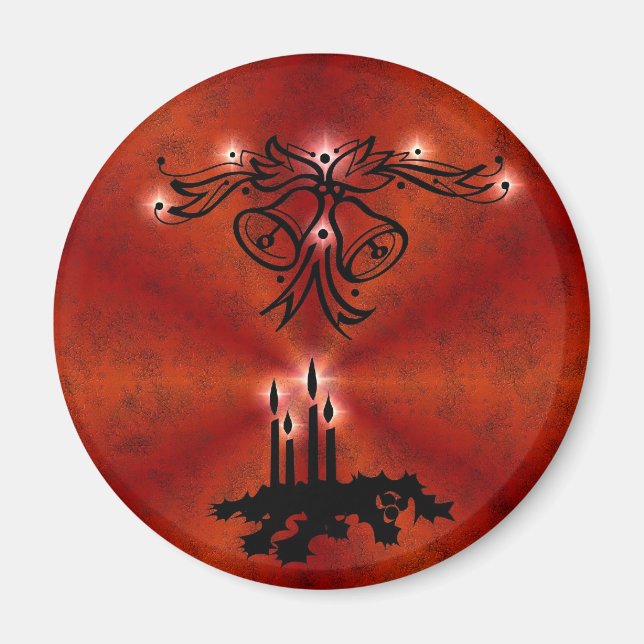 Weihnachts Ornamente mit Sterne auf rot Magnet (Vorne)