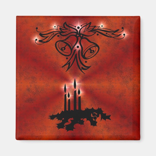 Weihnachts Ornamente mit Sterne auf rot Magnet (Vorne)
