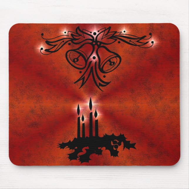 Weihnachts Ornamente mit Sterne auf rot Mousepad (Vorne)